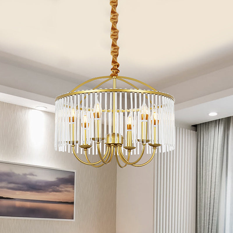 Minimalist 6-Head Clear Crystal Chandelier With Elegant Candlestick Design - Ceiling Suspension Lamp