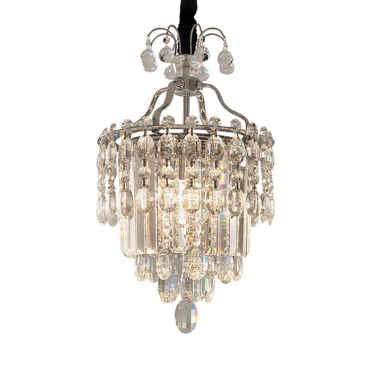 Nordic Droplet Chandelier: Clear Crystal Block Ceiling Light For Dining Room (3 Bulbs)