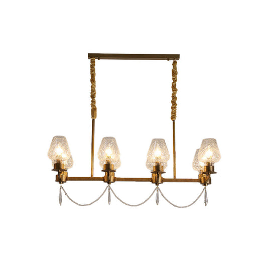 Modern 8-Light Crystal Pendant Island Fixture In Brass