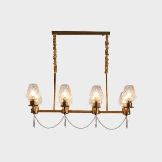 Modern 8-Light Crystal Pendant Island Fixture In Brass