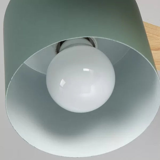 Nordic Style Metal Cylinder Ceiling Lamp with 4 Green Lights - Semi Flushmount