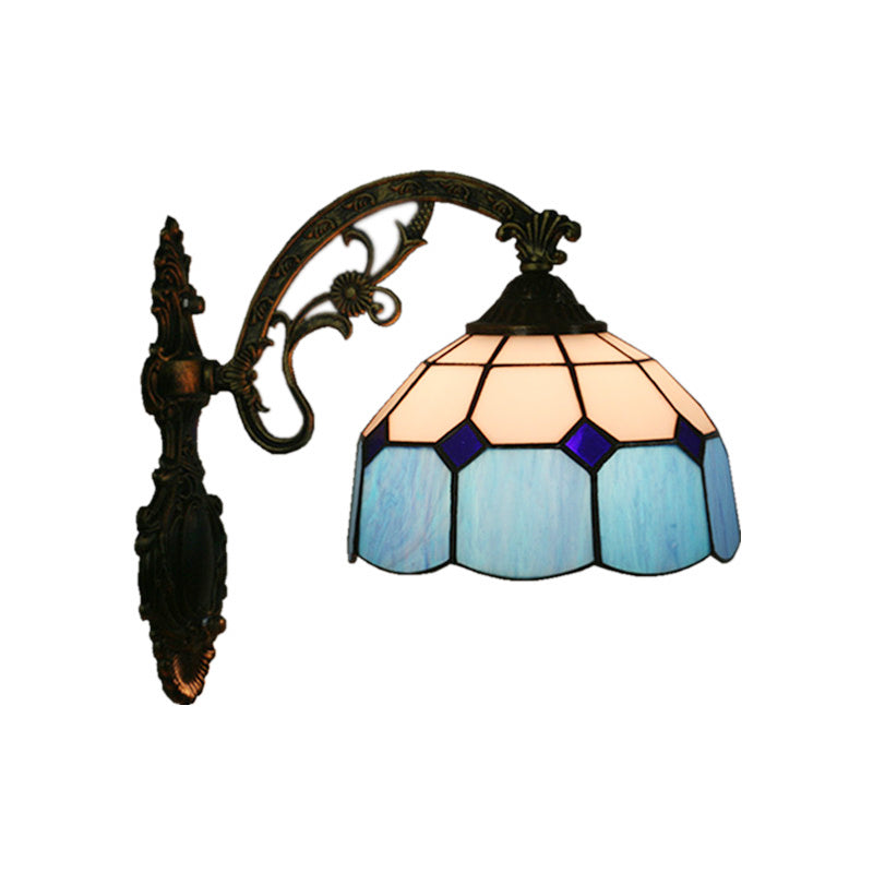 Tiffany Style Scalloped Wall Light-Grid Glass 1 Head Orange/Blue/Pink