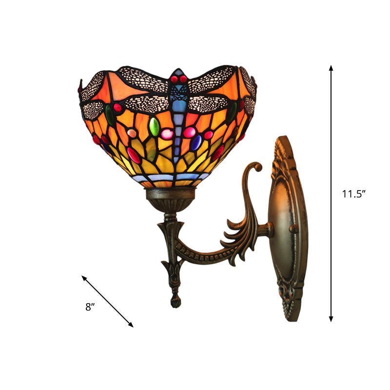 Tiffany Dragonfly Bronze Wall Light With Cut Glass For Elegant Ambience