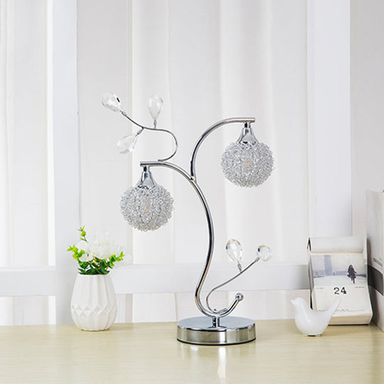 Contemporary Aluminium Table Lamp - Wire Ball Shape Chrome Finish 2 Lights