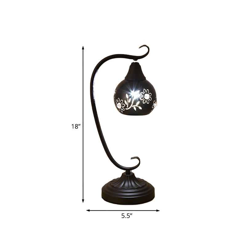 Metal Orb Night Light: Minimalist Led Table Lamp With Elegant Hollow-Out Flower Design