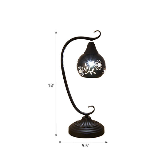 Metal Orb Night Light: Minimalist Led Table Lamp With Elegant Hollow-Out Flower Design