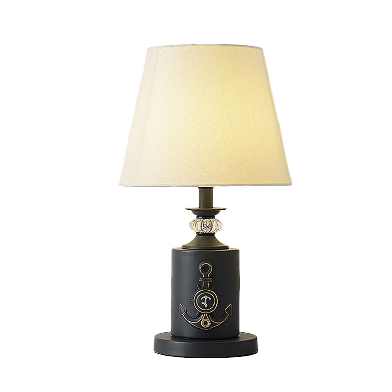 Teresa - Mediterranean-Style Cylinder Table Light: Metal Single Bedside Fabric