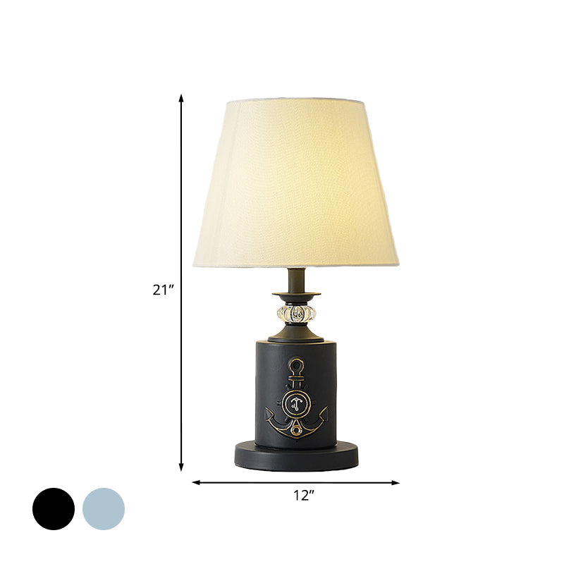 Teresa - Mediterranean-Style Cylinder Table Light: Metal Single Bedside Fabric