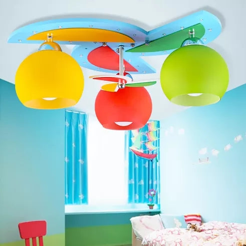 Cartoon Toy Windmill Ceiling Lamp with Globe Shade - Perfect for Kindergarten and Playrooms