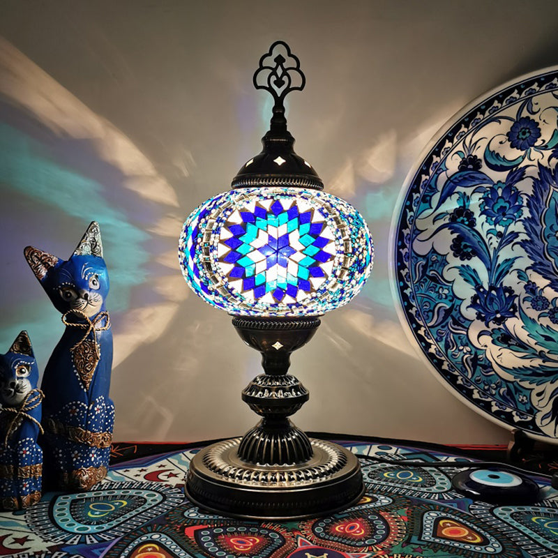 Caroline - Moroccan Oblong Night Light - Stained Art Glass Lamp