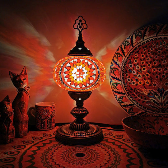 Caroline - Moroccan Oblong Night Light - Stained Art Glass Lamp