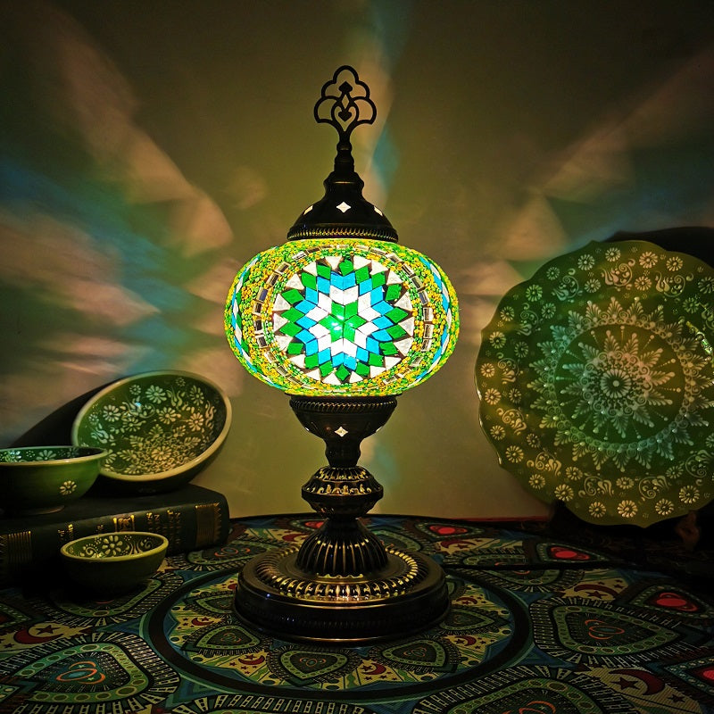 Caroline - Moroccan Oblong Night Light - Stained Art Glass Lamp