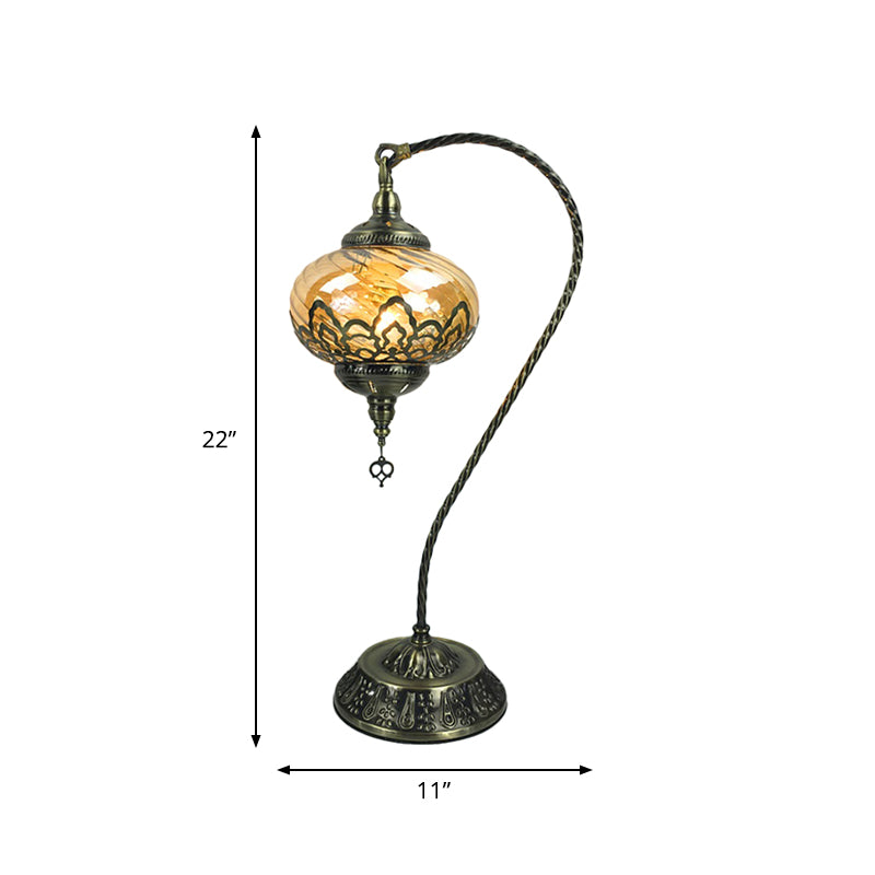 Bohemia Amber Glass Table Lamp With Brass And Gloss Black Finish