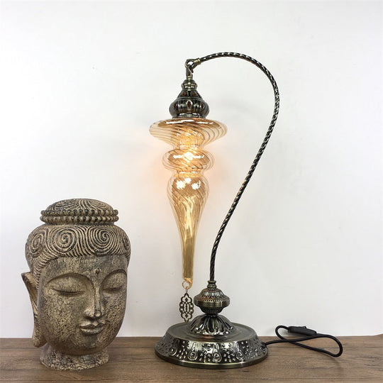 Bohemia Amber Glass Table Lamp With Brass And Gloss Black Finish