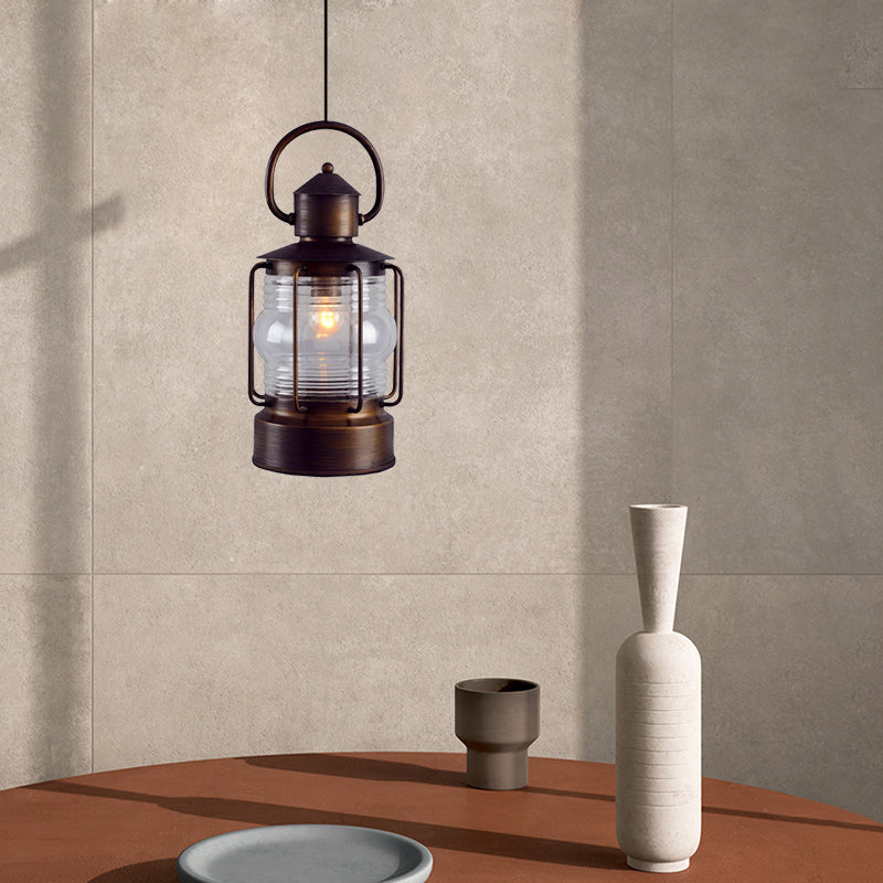 Arabian Glass Lantern Pendant Light - Single Bulb Hanging Lamp For Restaurants