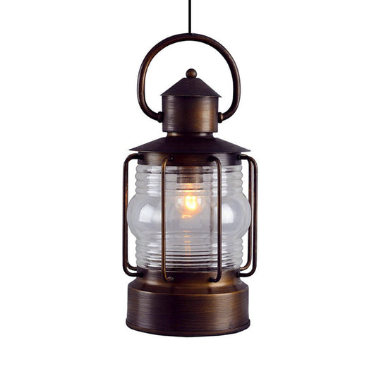 Arabian Glass Lantern Pendant Light - Single Bulb Hanging Lamp For Restaurants