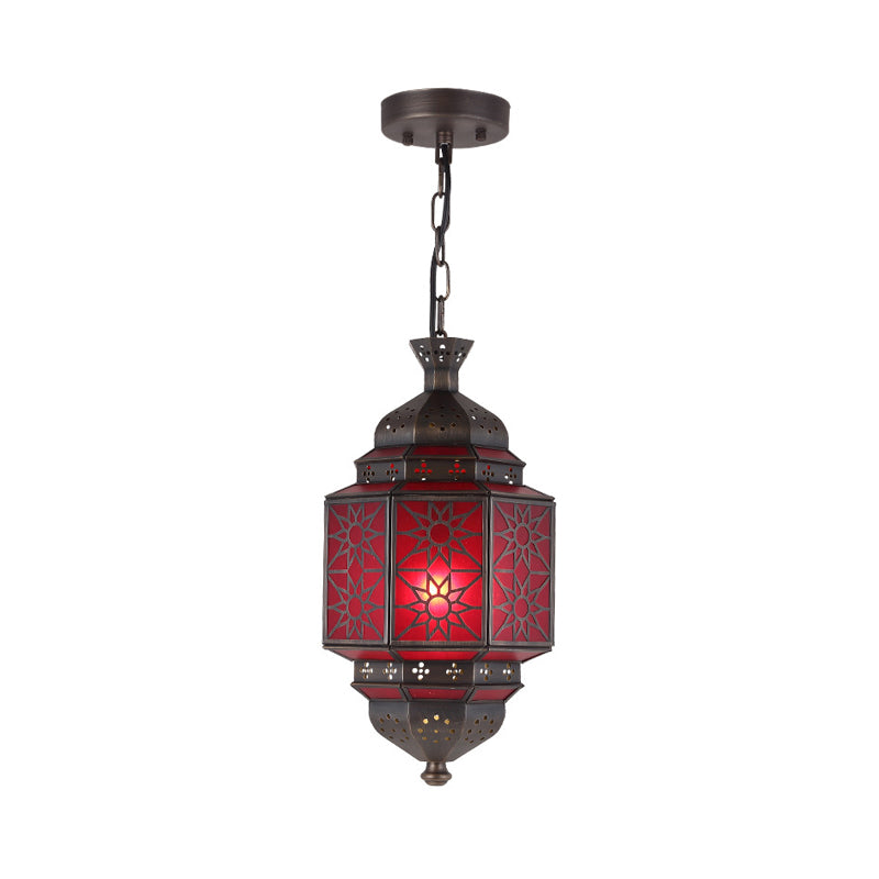 Arab Style Metal Lantern Pendant Light With Red Glass Shade For Restaurants

Note: I Have Made The