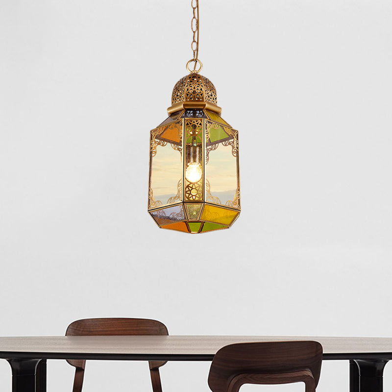 Retro Single Bulb Pendant Lamp With Clear Glass Shade And Brass Finish For Living Room Ceiling