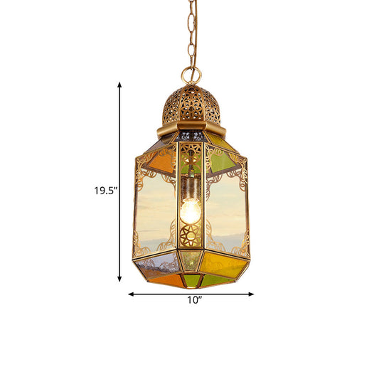 Retro Single Bulb Pendant Lamp With Clear Glass Shade And Brass Finish For Living Room Ceiling