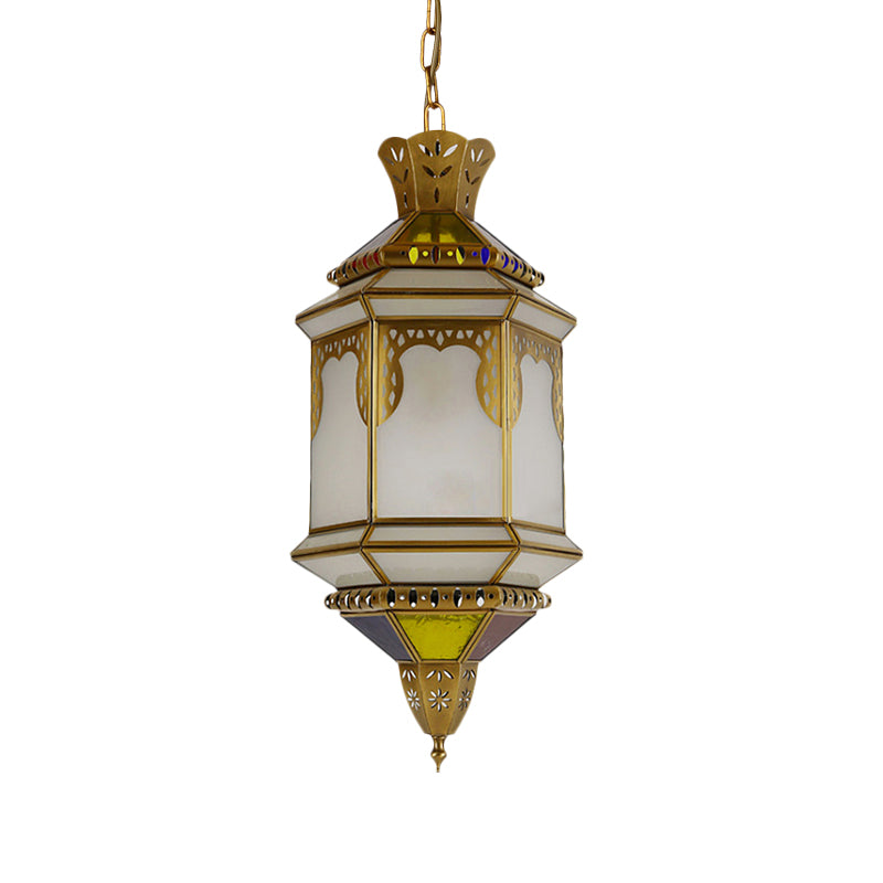 Frosted Glass Drop Antique Brass Hanging Lamp For Restaurant Ceiling