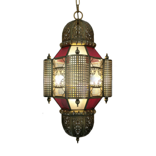 Brass Arabian Lantern Pendant Light - 3-Head Chandelier Fixture For Restaurants