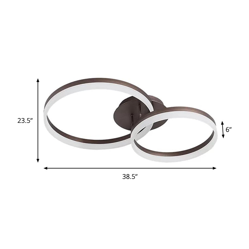 Loop Bedroom Led Flush Ceiling Lamp - Minimalist Brown Semi Mount In Warm/White/Natural Light