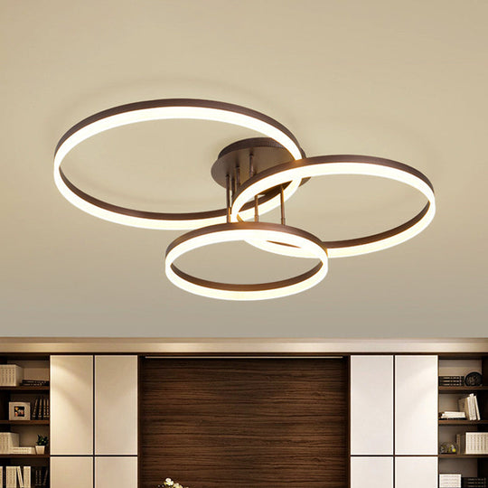 Modern Led Acrylic Ceiling Light Fixture - Brown Semi Flush Mount Lamp In 3 Widths & Tones