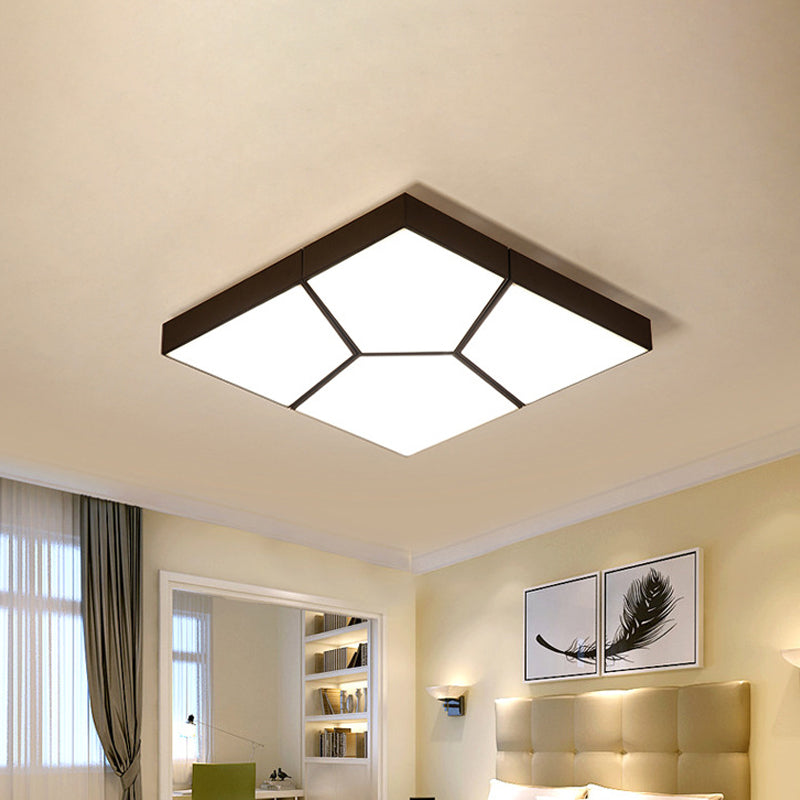 Sleek Squared/Rectangular Flush Mount Led Ceiling Light In Black/White White/Warm - Modern Acrylic