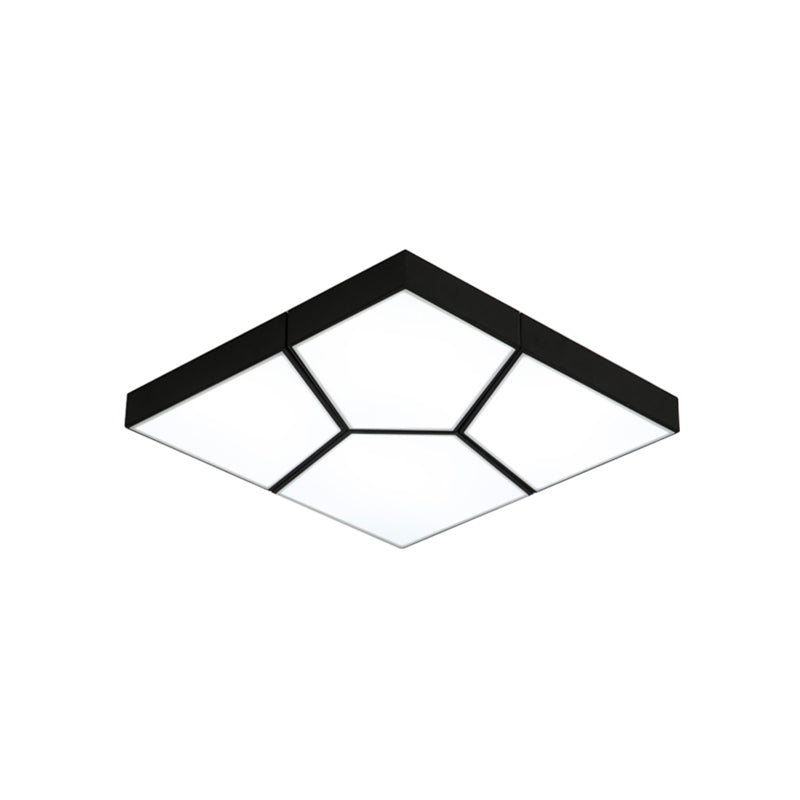 Sleek Squared/Rectangular Flush Mount Led Ceiling Light In Black/White White/Warm - Modern Acrylic