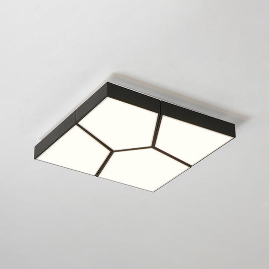 Sleek Squared/Rectangular Flush Mount LED Ceiling Light in Black/White, White/Warm Light - Modern Acrylic Design for Bedrooms