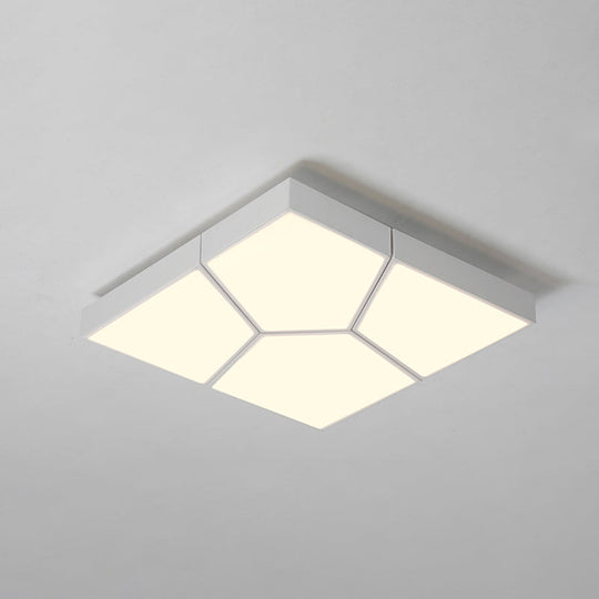 Sleek Squared/Rectangular Flush Mount Led Ceiling Light In Black/White White/Warm - Modern Acrylic