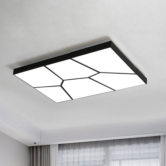 Sleek Squared/Rectangular Flush Mount LED Ceiling Light in Black/White, White/Warm Light - Modern Acrylic Design for Bedrooms