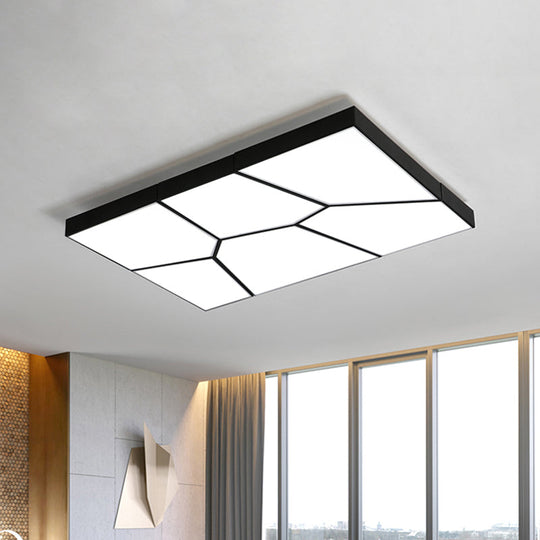 Sleek Squared/Rectangular Flush Mount LED Ceiling Light in Black/White, White/Warm Light - Modern Acrylic Design for Bedrooms