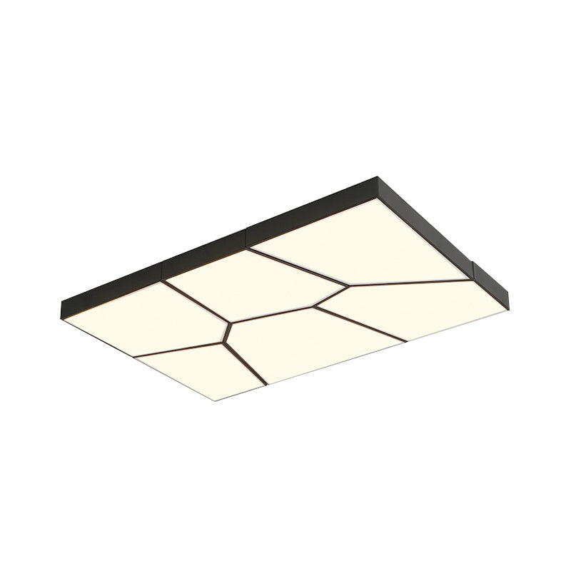 Sleek Squared/Rectangular Flush Mount LED Ceiling Light in Black/White, White/Warm Light - Modern Acrylic Design for Bedrooms