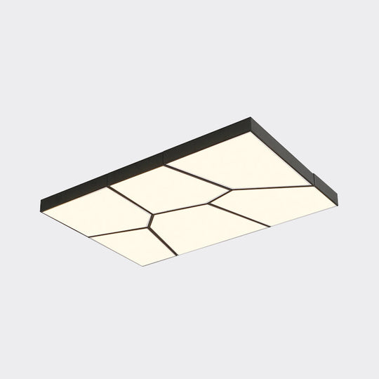 Sleek Squared/Rectangular Flush Mount LED Ceiling Light in Black/White, White/Warm Light - Modern Acrylic Design for Bedrooms