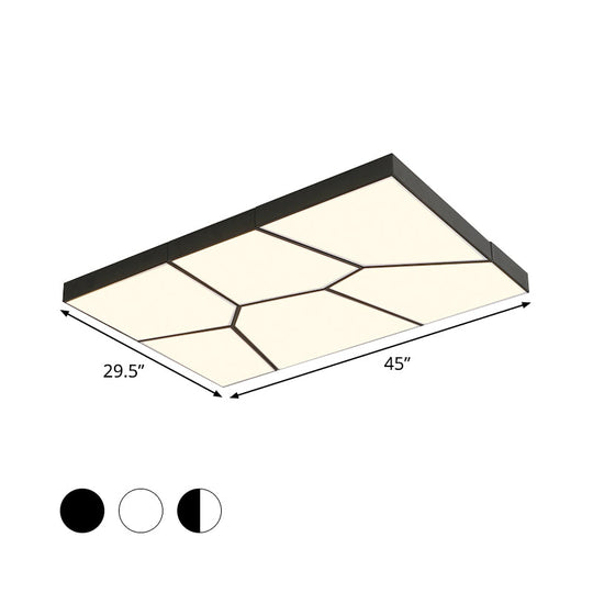 Sleek Squared/Rectangular Flush Mount LED Ceiling Light in Black/White, White/Warm Light - Modern Acrylic Design for Bedrooms