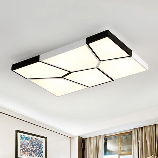 Sleek Squared/Rectangular Flush Mount LED Ceiling Light in Black/White, White/Warm Light - Modern Acrylic Design for Bedrooms