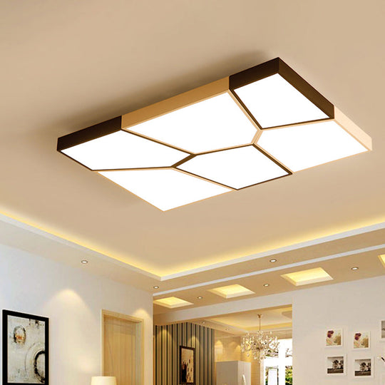 Sleek Squared/Rectangular Flush Mount Led Ceiling Light In Black/White White/Warm - Modern Acrylic