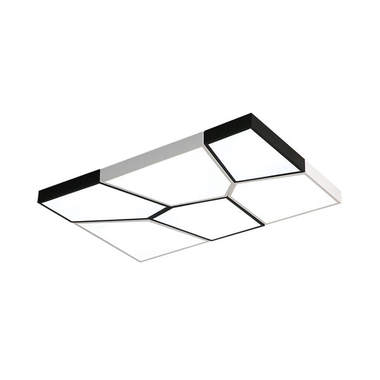 Sleek Squared/Rectangular Flush Mount LED Ceiling Light in Black/White, White/Warm Light - Modern Acrylic Design for Bedrooms