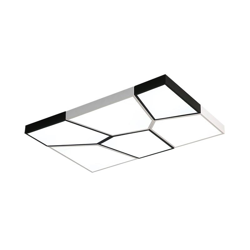 Sleek Squared/Rectangular Flush Mount Led Ceiling Light In Black/White White/Warm - Modern Acrylic