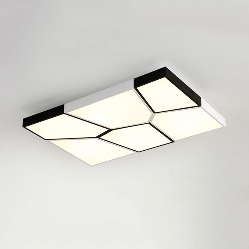 Sleek Squared/Rectangular Flush Mount LED Ceiling Light in Black/White, White/Warm Light - Modern Acrylic Design for Bedrooms