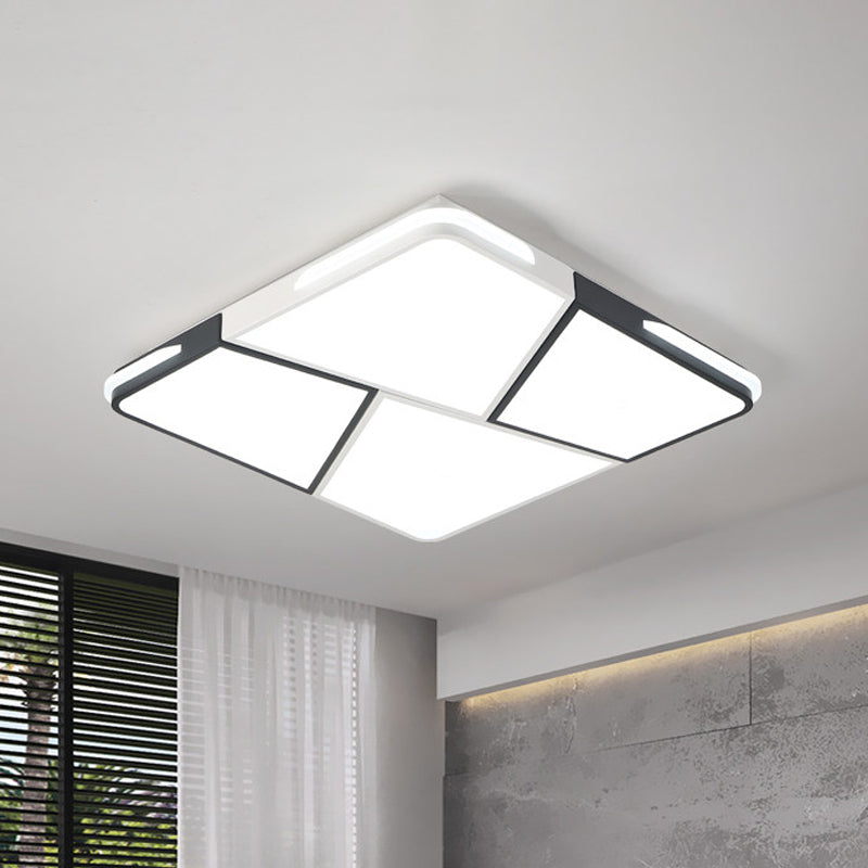 Modern Integrated Led Ceiling Light Fixture With Acrylic Shade - White Flush Mount