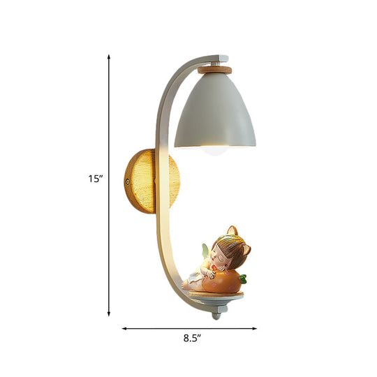 Nordic Resin Wall Lamp For Bedside With Bell Shade In White - Perfect Lighting Sleeping Kids