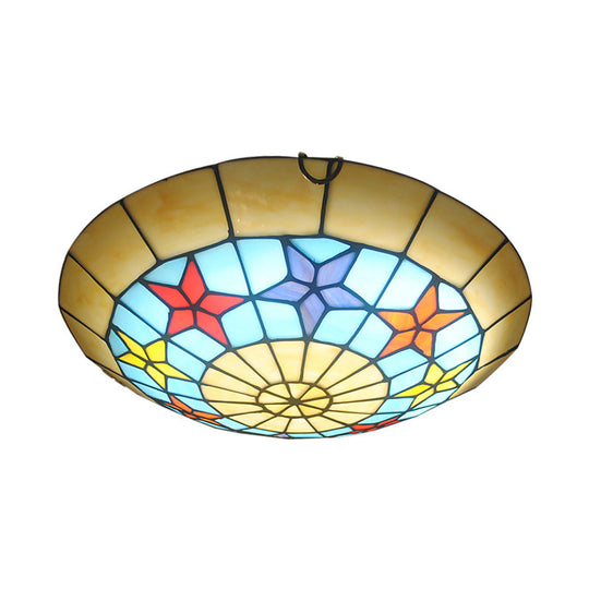 12"/16" Retro Style Stained Glass Ceiling Light with Star Pattern