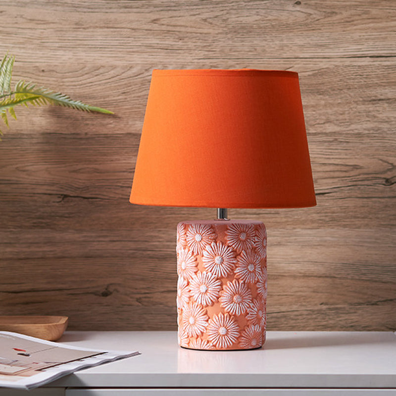 Modern Nordic Table Lamp With Ceramic Base Single Fabric Shade - Orange Barrel Night Light