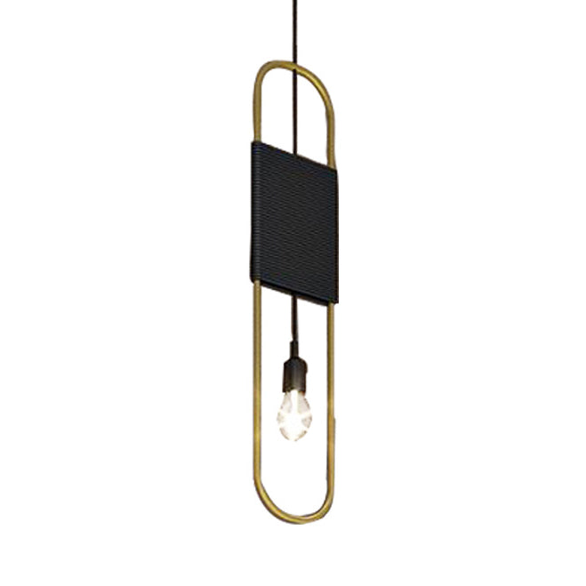 Vintage Style Oval Black Kitchen Pendant Lamp With Metallic Frame Brass