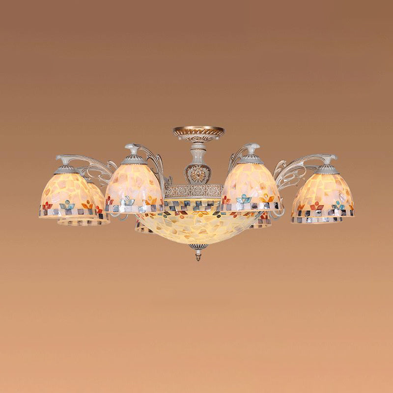 Vintage Multi-Light Chandelier with Shelly Shade for Living Room