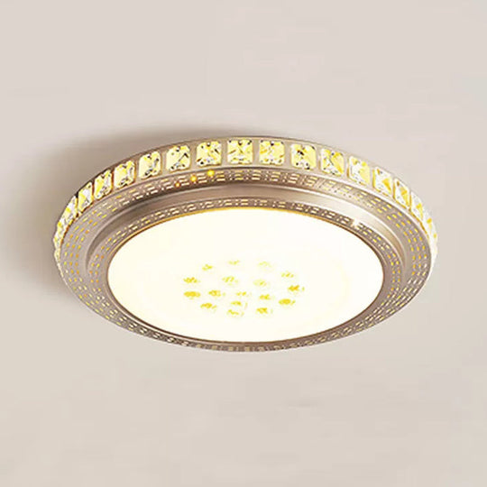 Gold Round LED Flush Mount Ceiling Light with Crystal Decor for Kindergarten