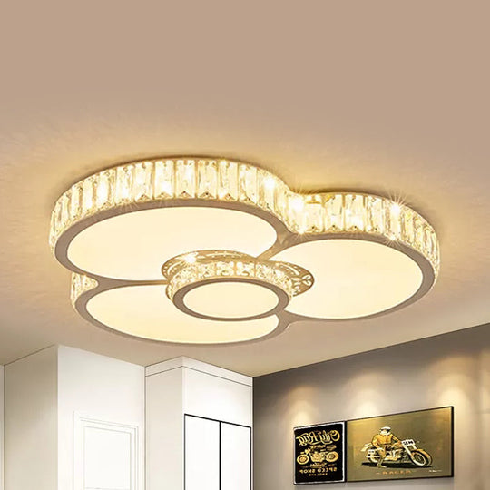 White Nursing Room Ceiling Light with Clear Crystal Acrylic LEDs