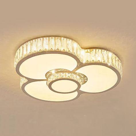 White Nursing Room Ceiling Light with Clear Crystal Acrylic LEDs